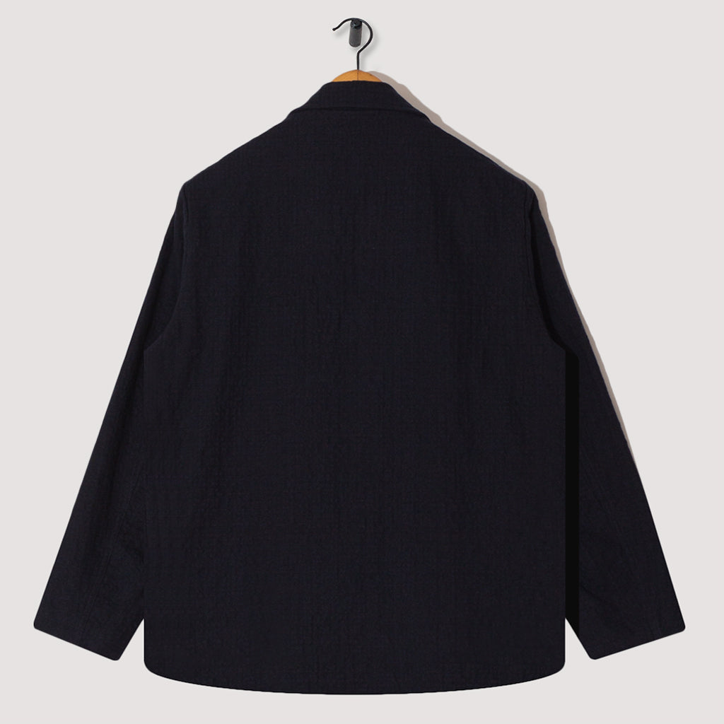 Three Button Jacket - Navy Check Wool