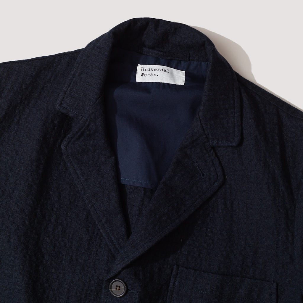 Three Button Jacket - Navy Check Wool