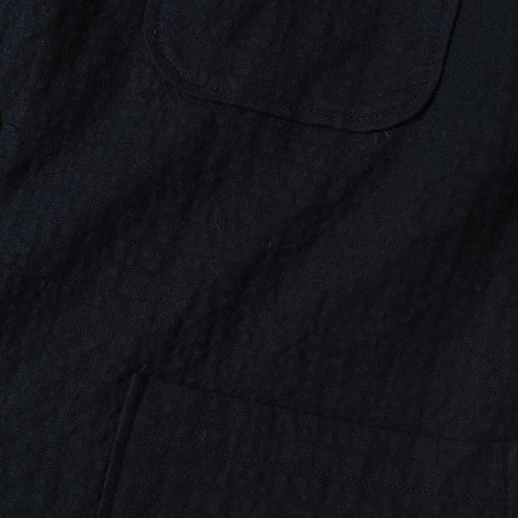 Three Button Jacket - Navy Check Wool