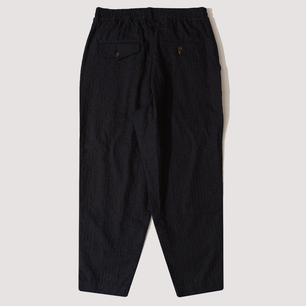 Pleated Track Pant - Navy Check Wool