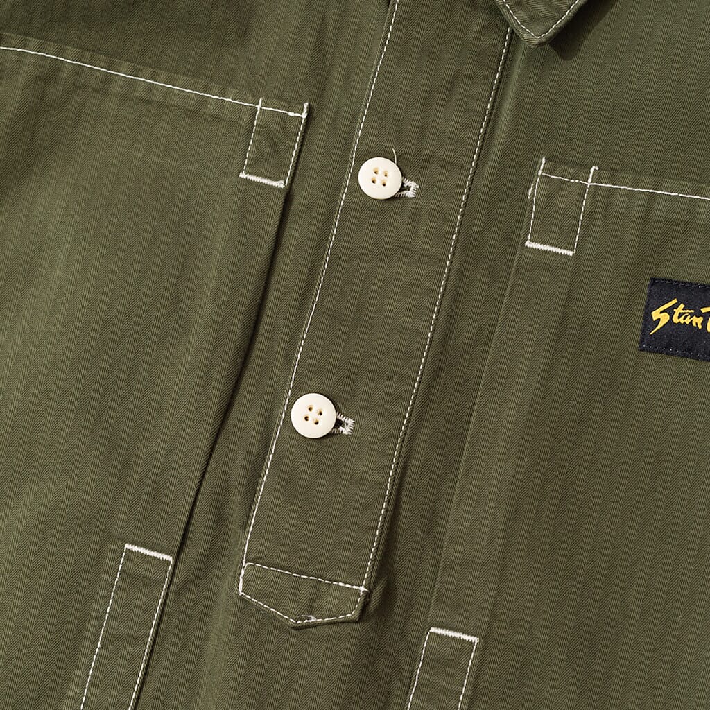 Painter Shirt - Olive Herringbone