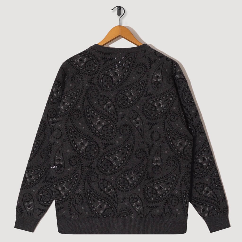 Knitted Cardigan - Anthracite/Black Paisley