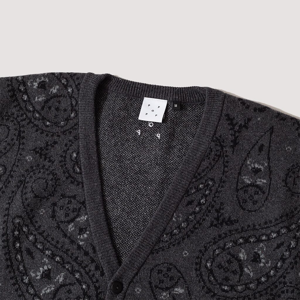 Knitted Cardigan - Anthracite/Black Paisley