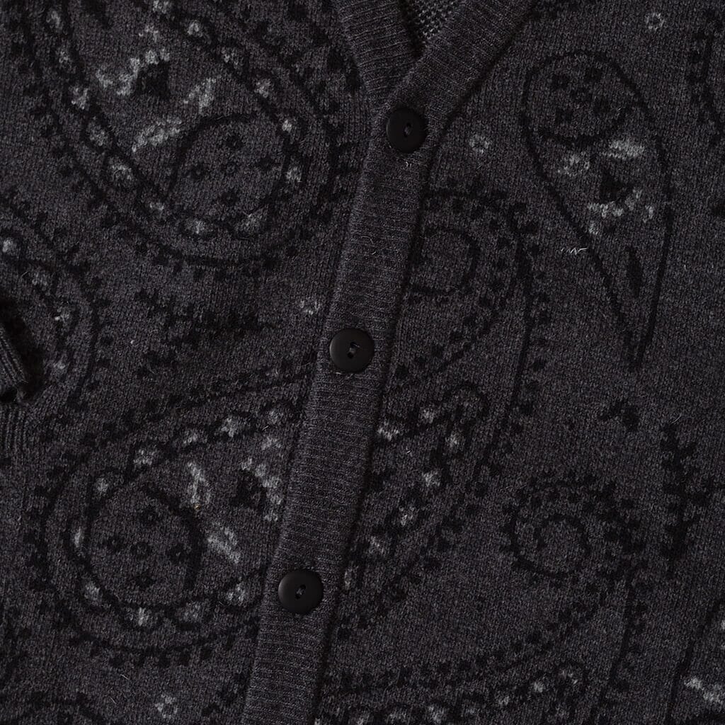 Knitted Cardigan - Anthracite/Black Paisley