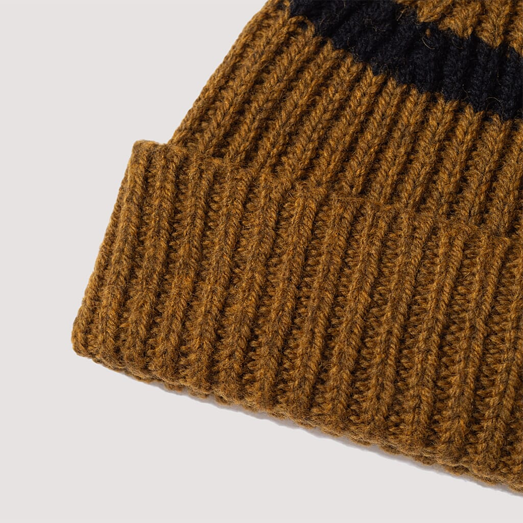 Two Colour Beanie - Mustard/Black