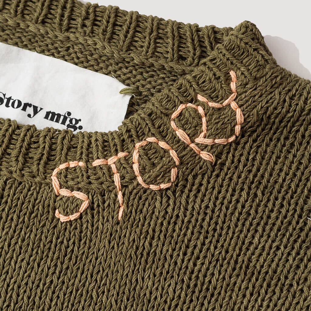 Spinning Jumper - Olive Darn Knit
