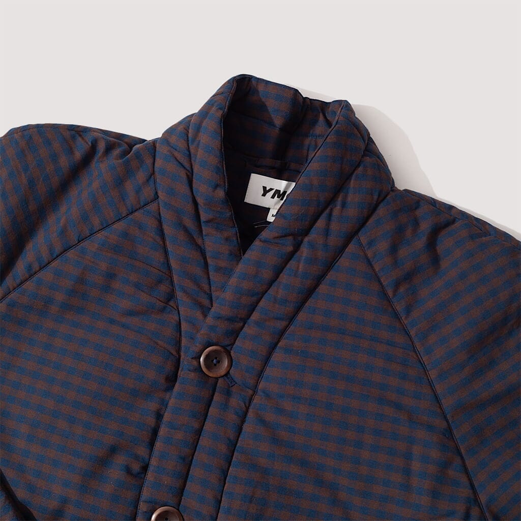 Erkin Wadded Jacket - Navy/Brown