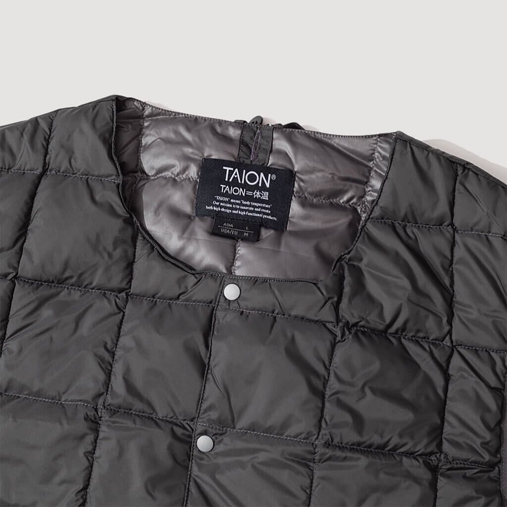 Crew-Neck Button Down Vest - Dark Charcoal