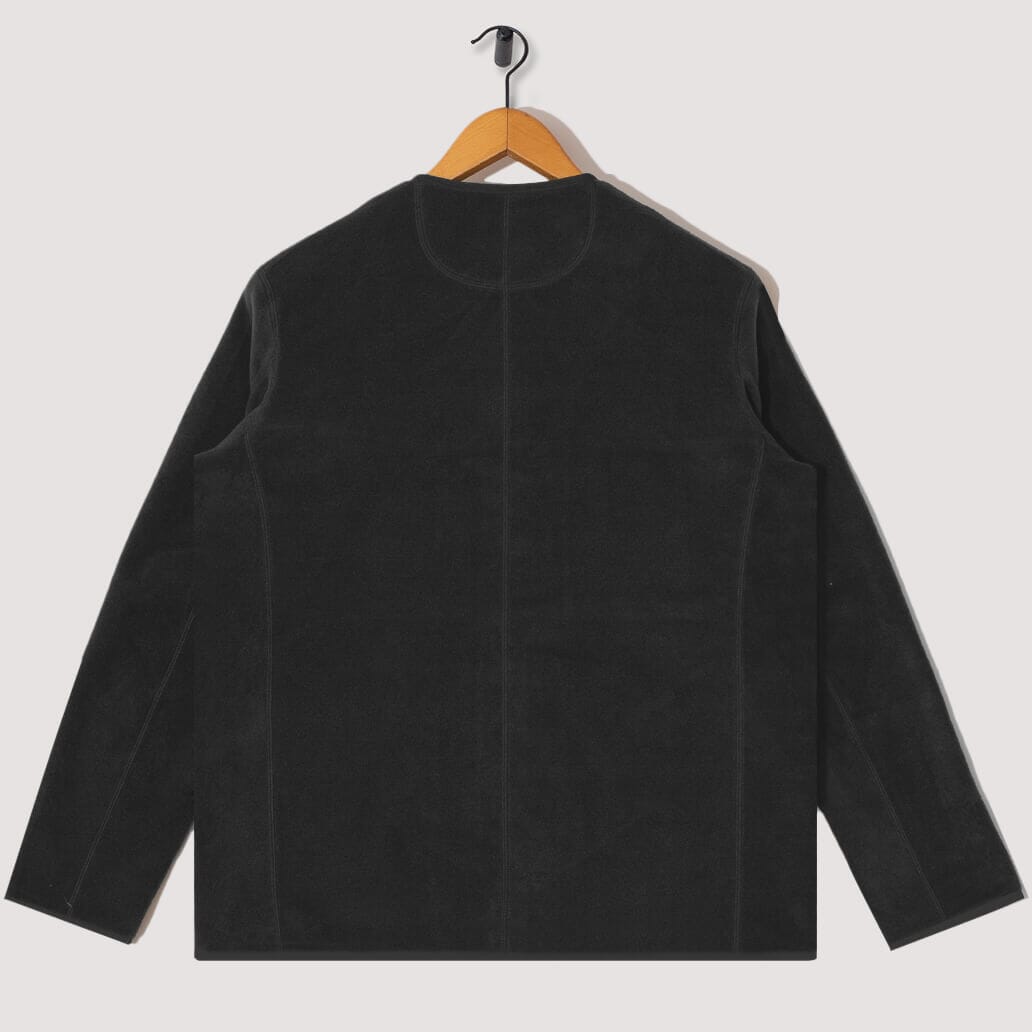 Fleece Collarless Jacket - Dark Grey