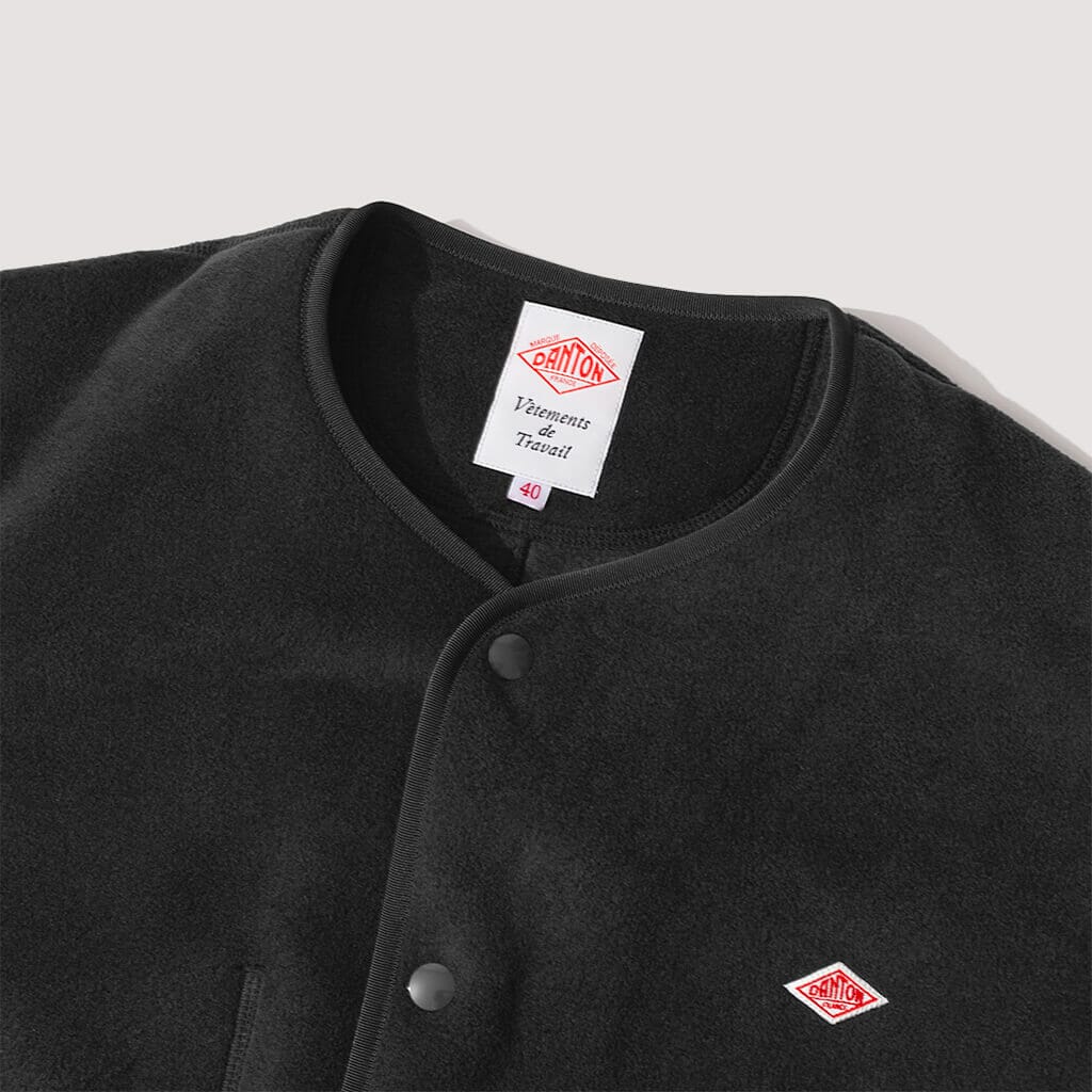 Fleece Collarless Jacket - Dark Grey