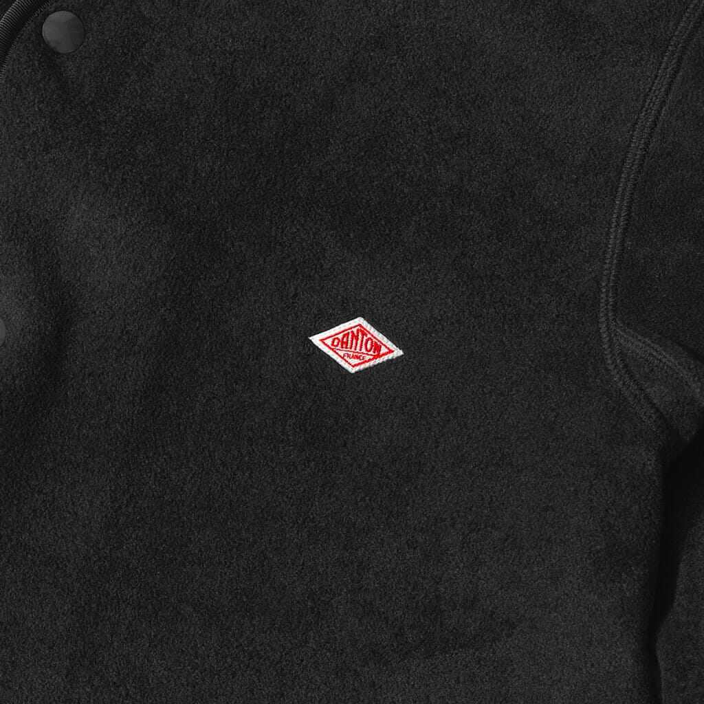 Fleece Collarless Jacket - Dark Grey