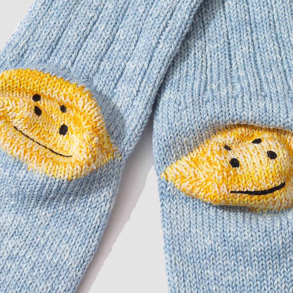 Rainbowy Happy Heel Socks - Sax