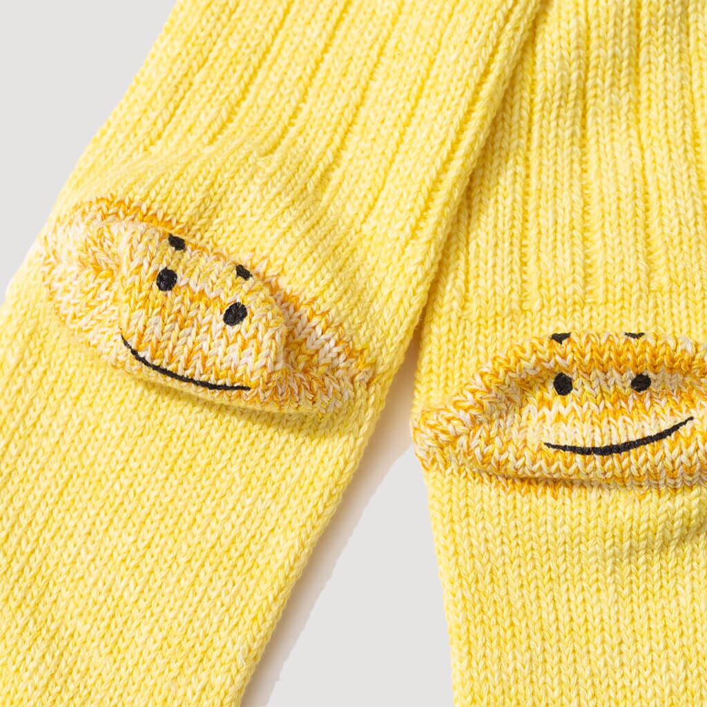 Rainbowy Happy Heel Socks - Yellow