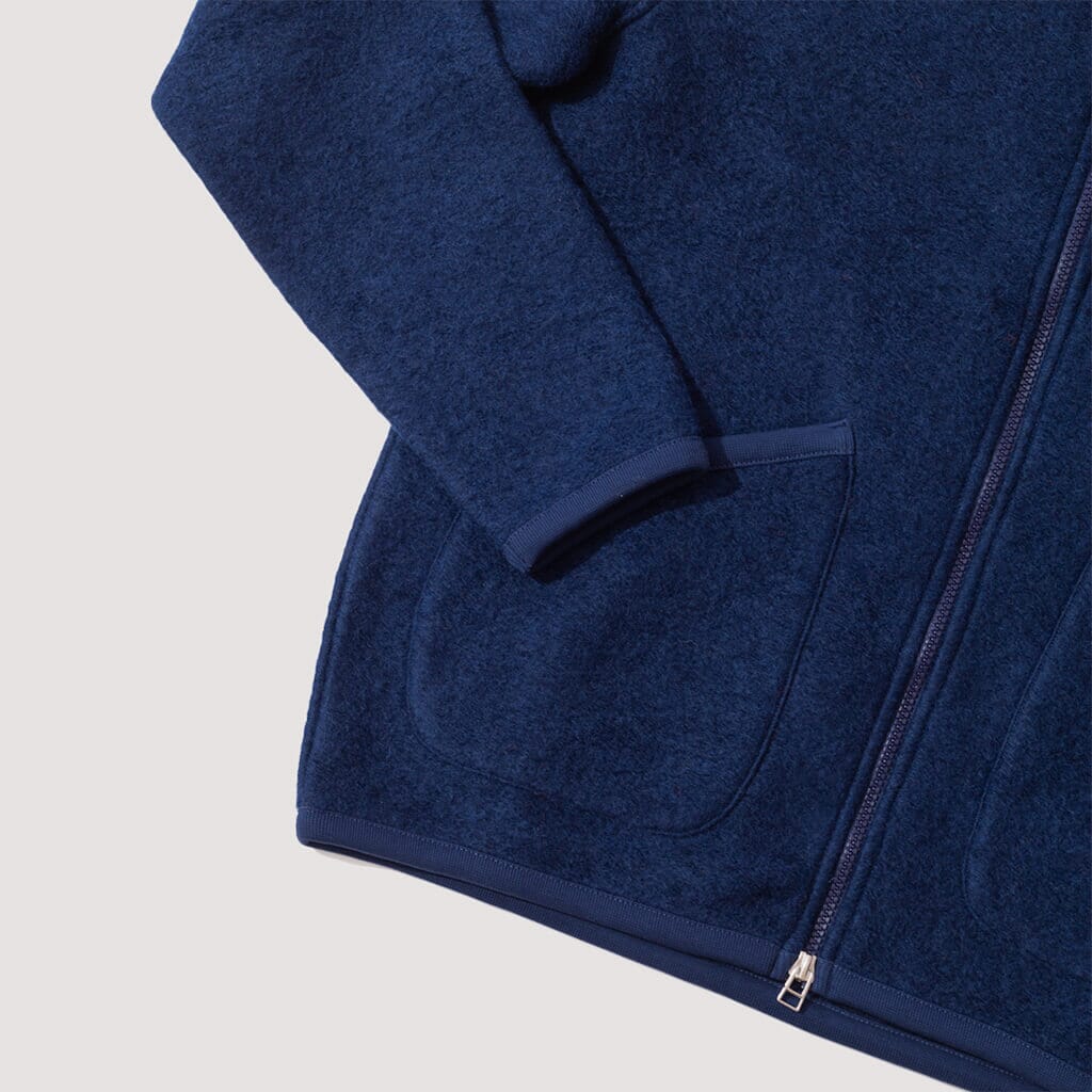 Wool Fleece Zip Bomber - Indigo