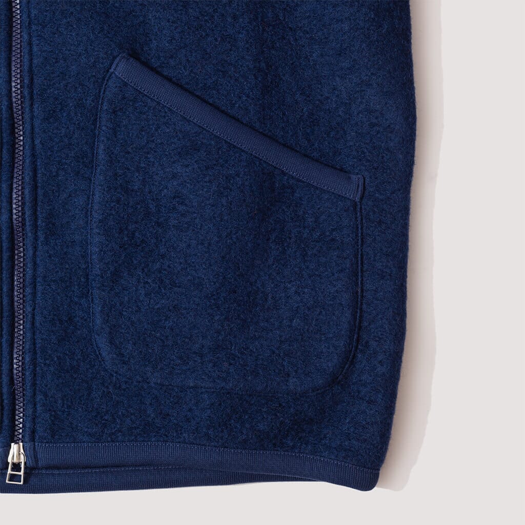 Wool Fleece Zip Bomber - Indigo