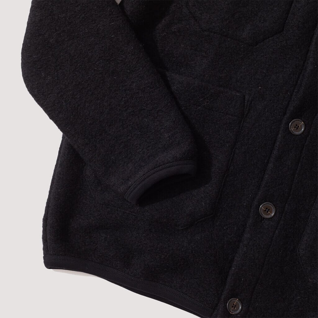 Wool Fleece Cardigan - Black
