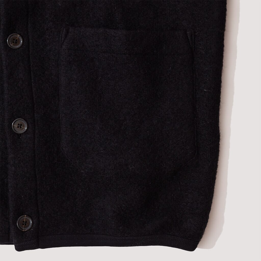 Wool Fleece Cardigan - Black