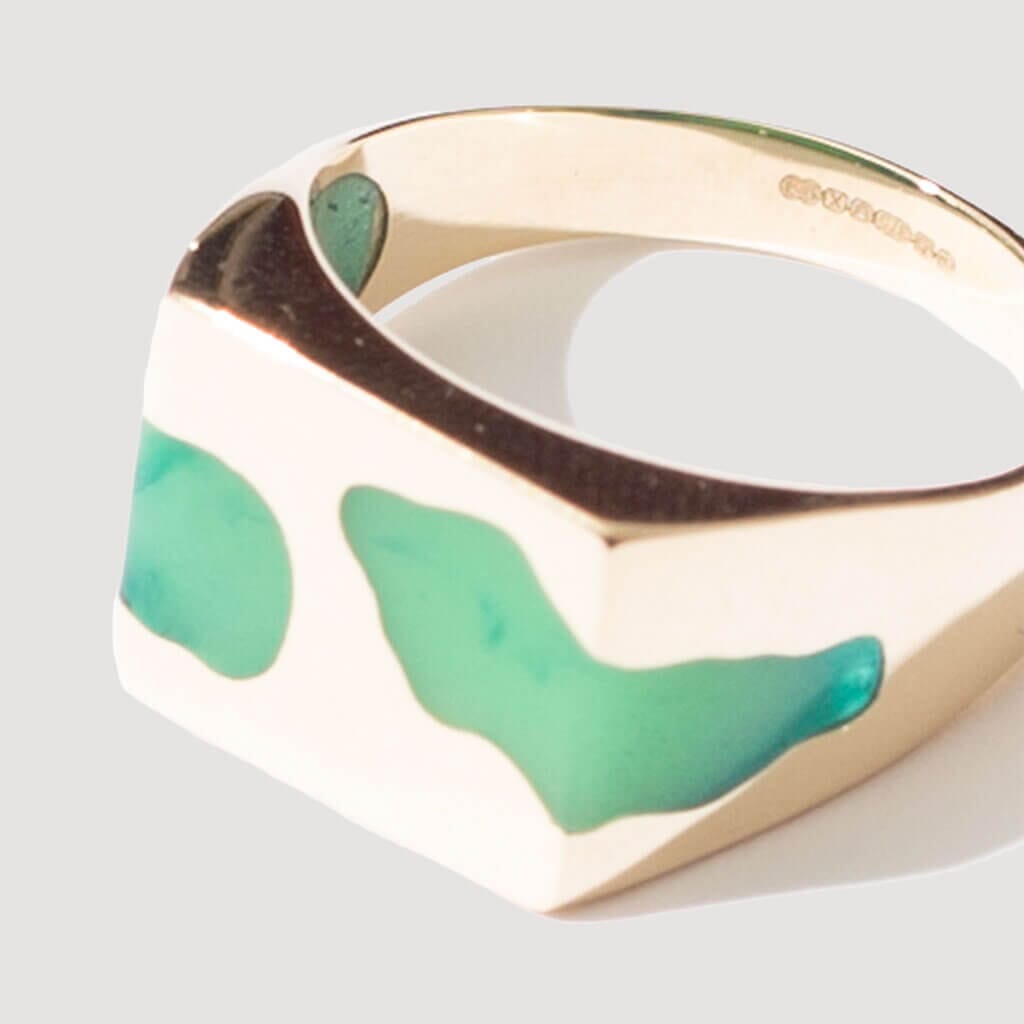 Two Piece Resin Ring - 9CT Gold/Green