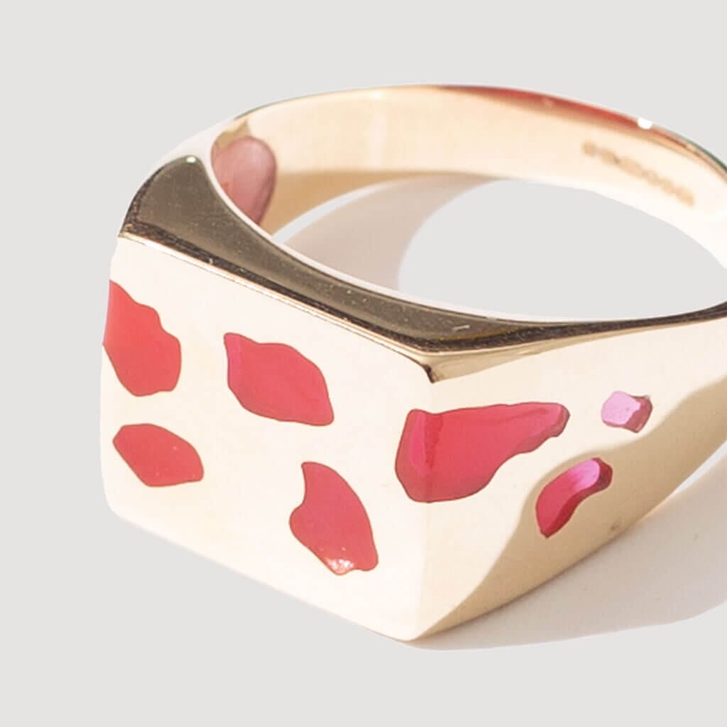 Multi Piece Resin Ring - 9CT Gold/Red