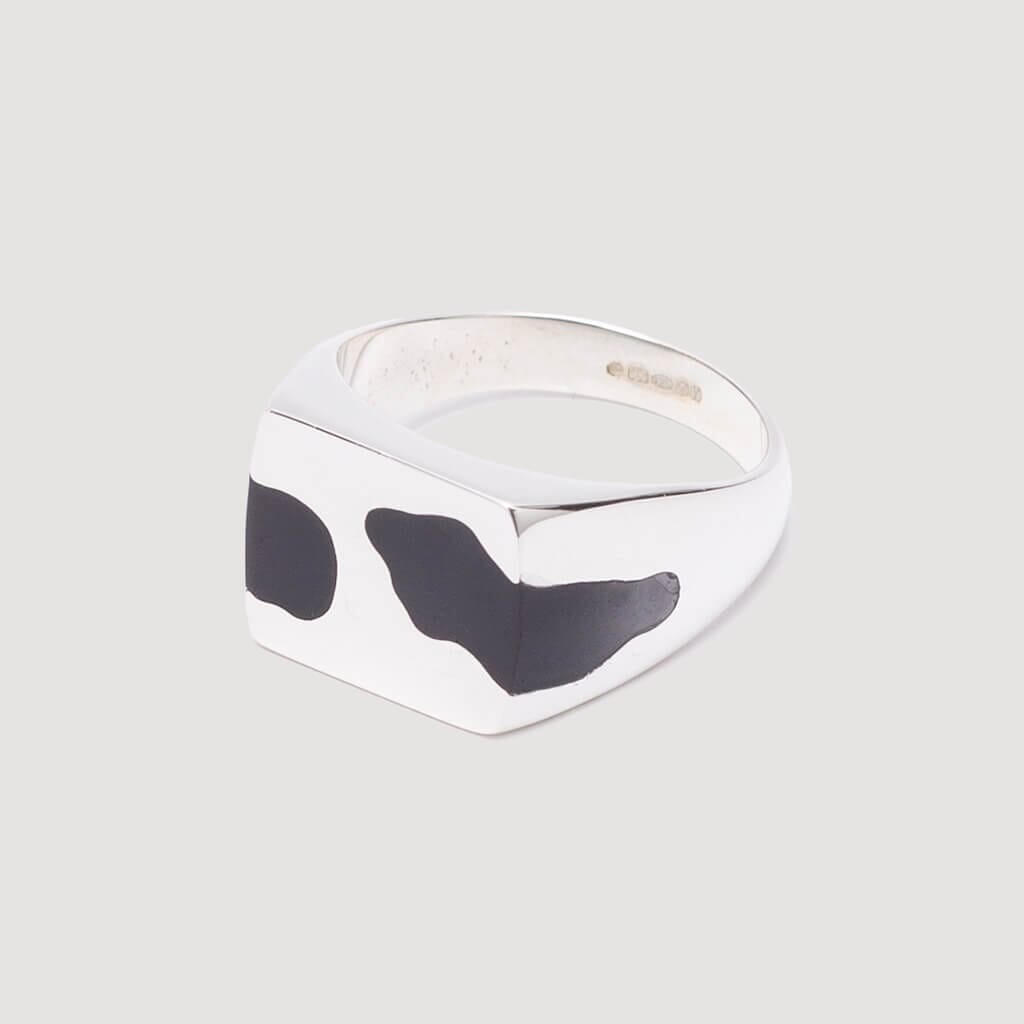 Two Piece Signet Ring - Silver/Black