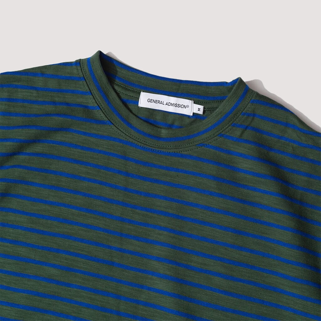 S/S Striped Slub Tee - Green