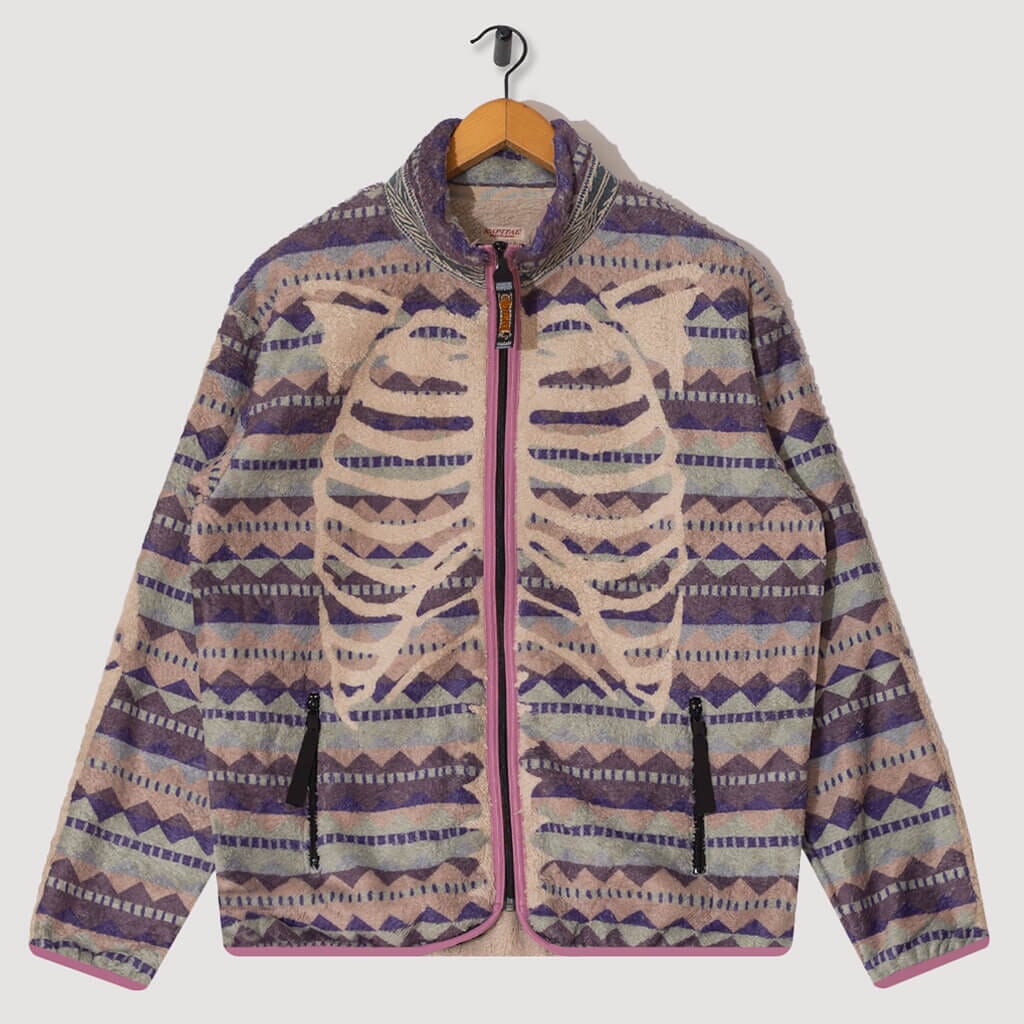 Ashland Stripe & Bone Zip Fleece - Purple | Kapital | Peggs & Son 