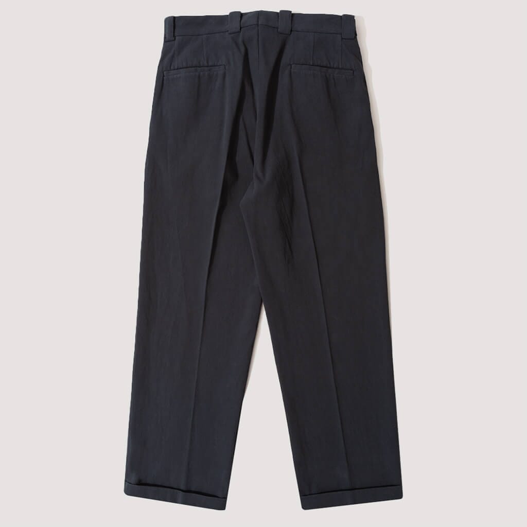 2 Pleats Wide Trouser - Navy
