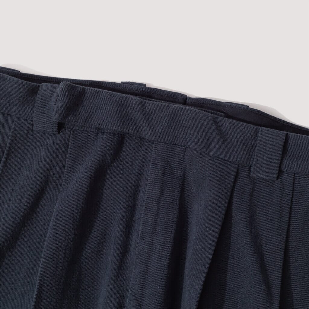 2 Pleats Wide Trouser - Navy