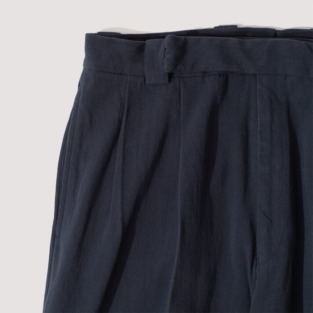 2 Pleats Wide Trouser - Navy