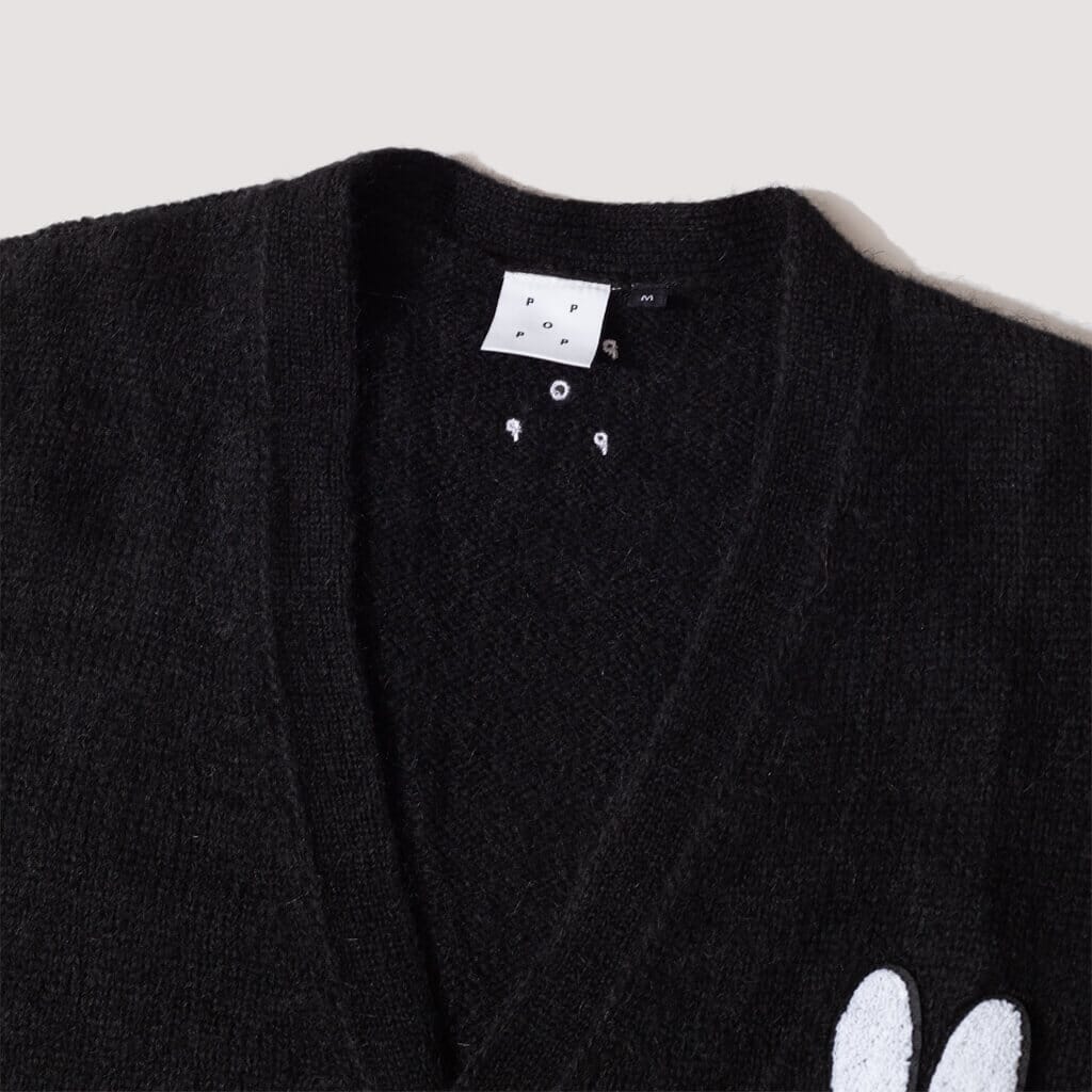 Applique Knitted Cardigan - Black