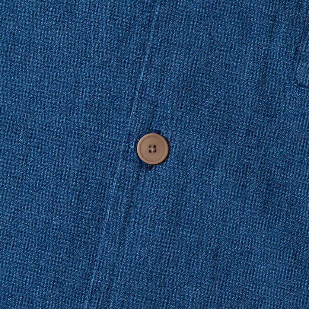 S/S Soft Collar Shirt - Indigo Micro Waffle