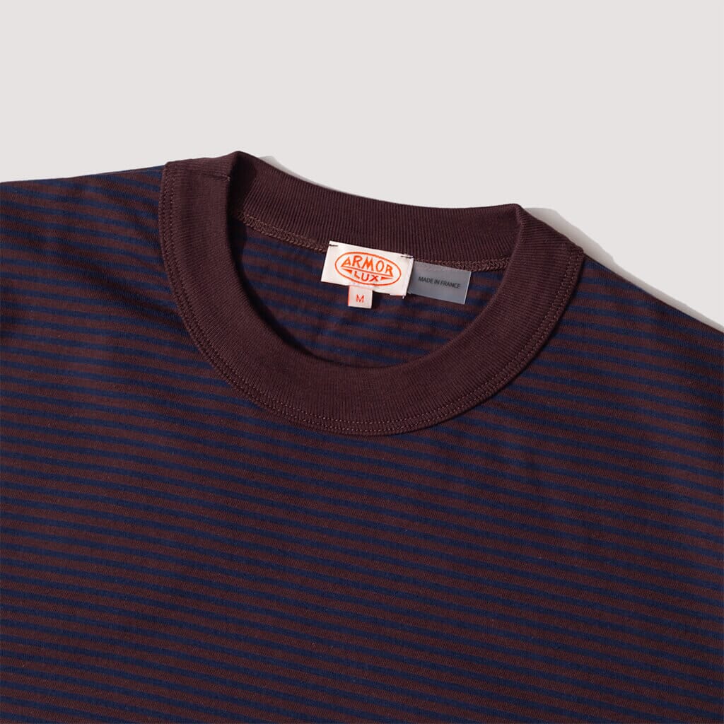 Heritage Striped T-Shirt - Acajou Foncé/Marine Deep Navy Blue