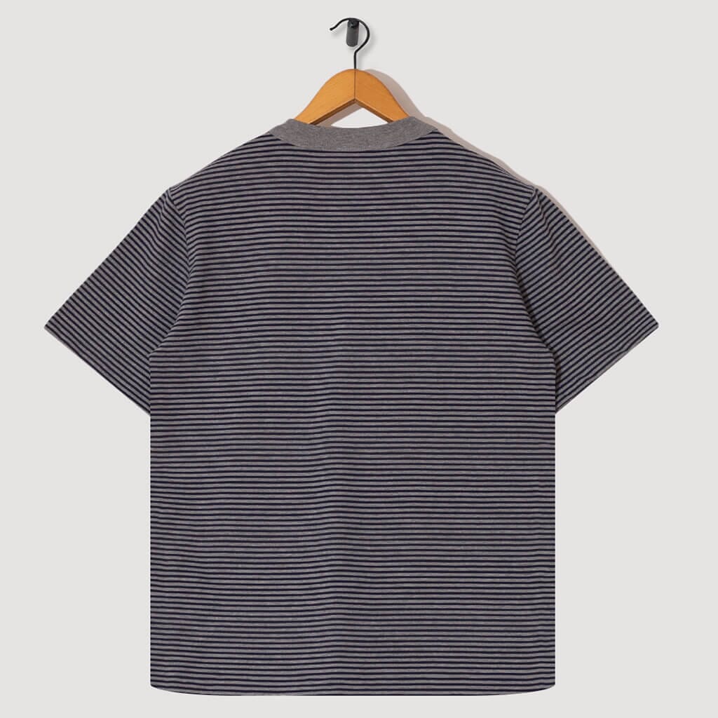 Heritage Striped T-Shirt - Misty Grey/Marine Deep Navy Blue