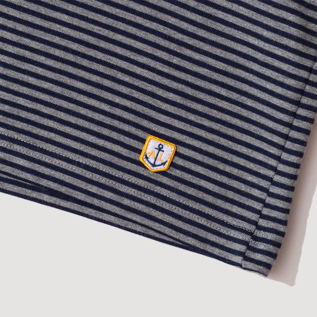 Heritage Striped T-Shirt - Misty Grey/Marine Deep Navy Blue