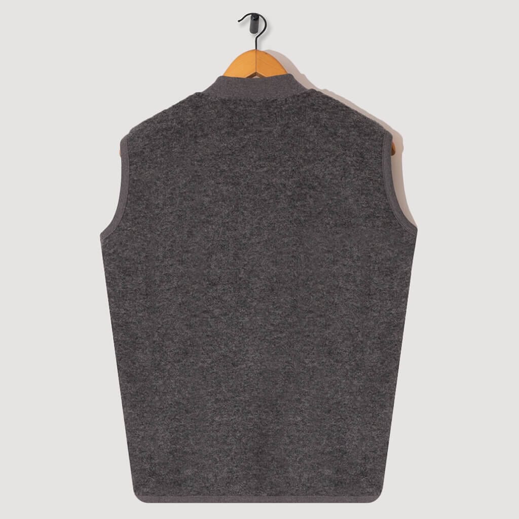 Wool Fleece Zip Waistcoat - Grey Marl