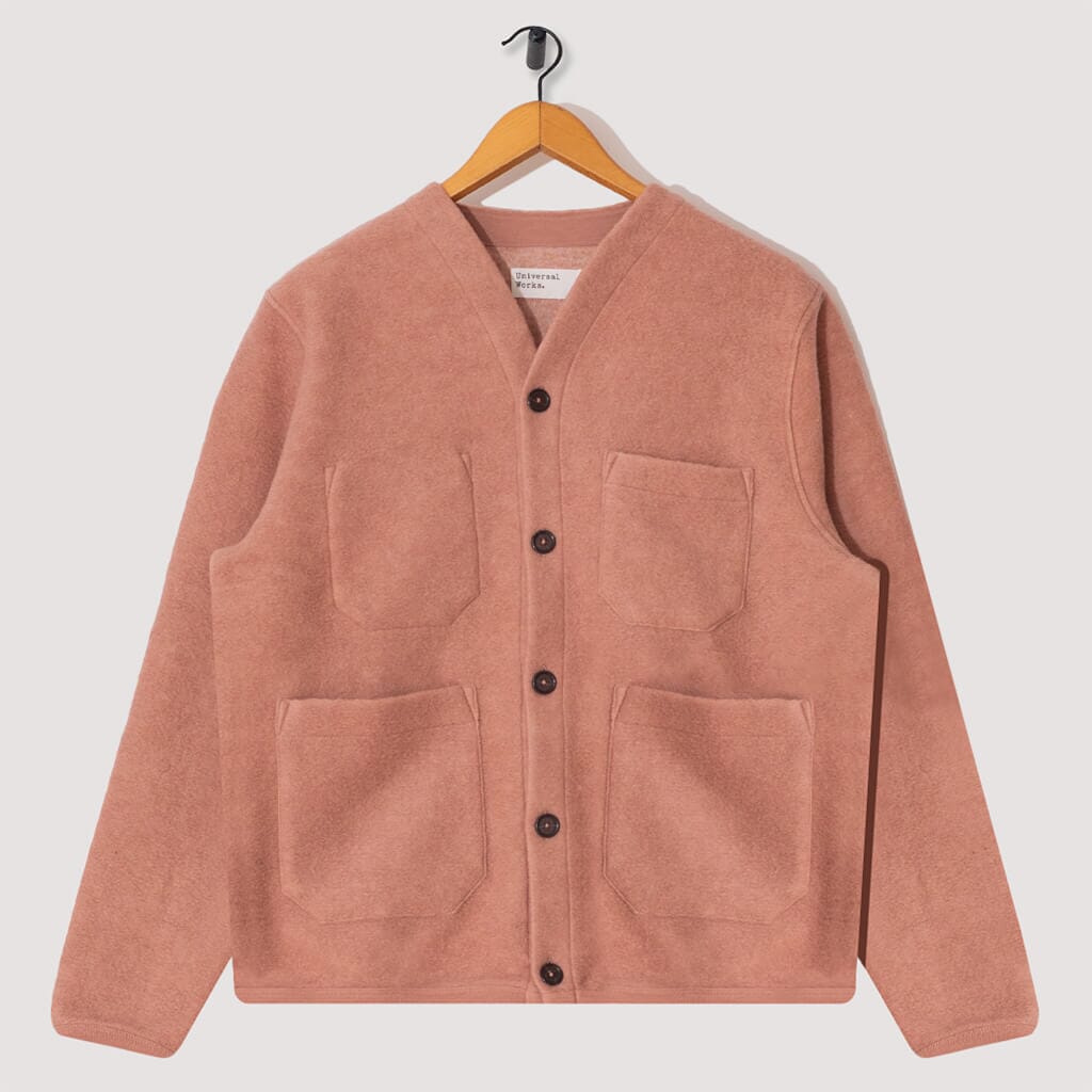 pink fleece cardigan
