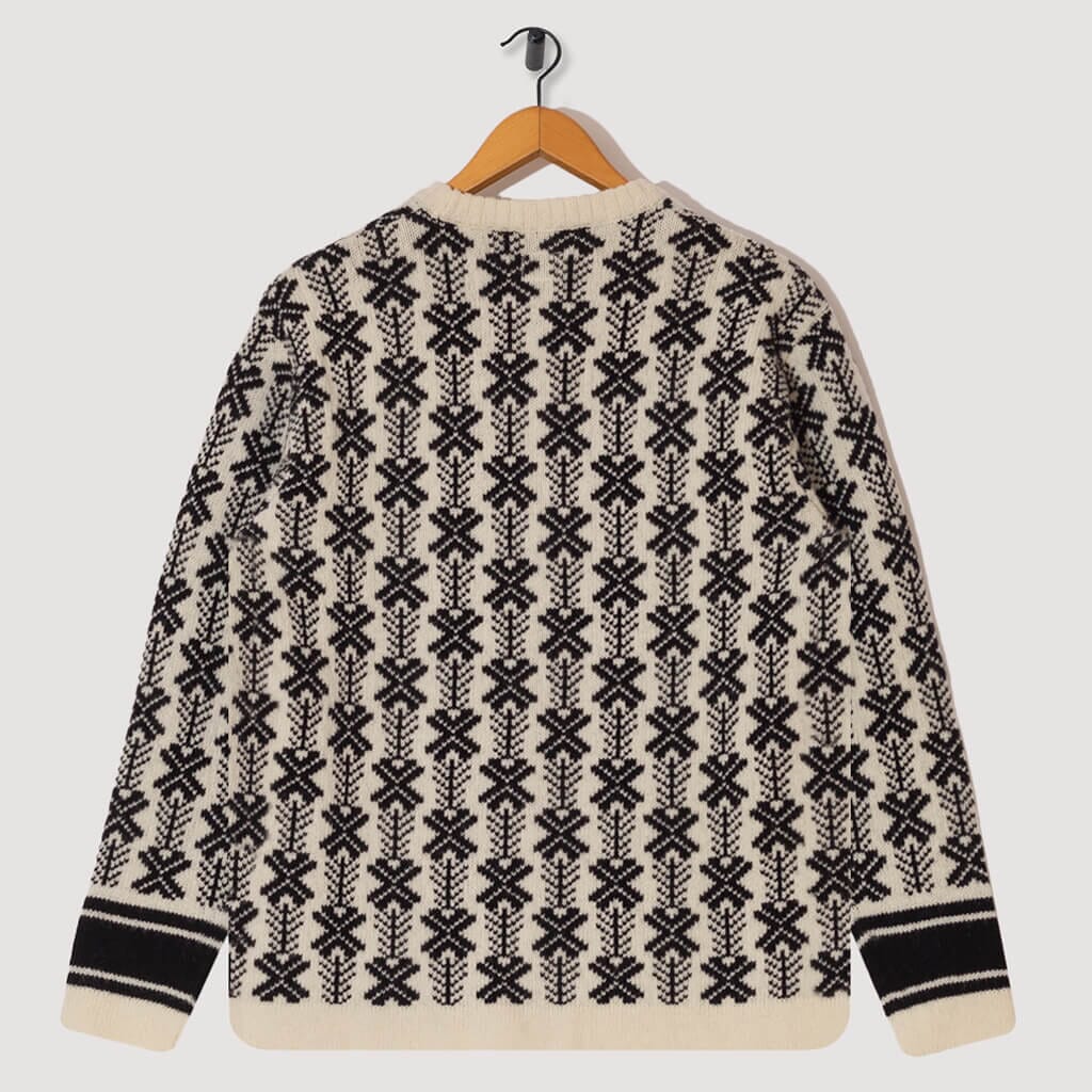 Wool Jaquard Logo Knit - White