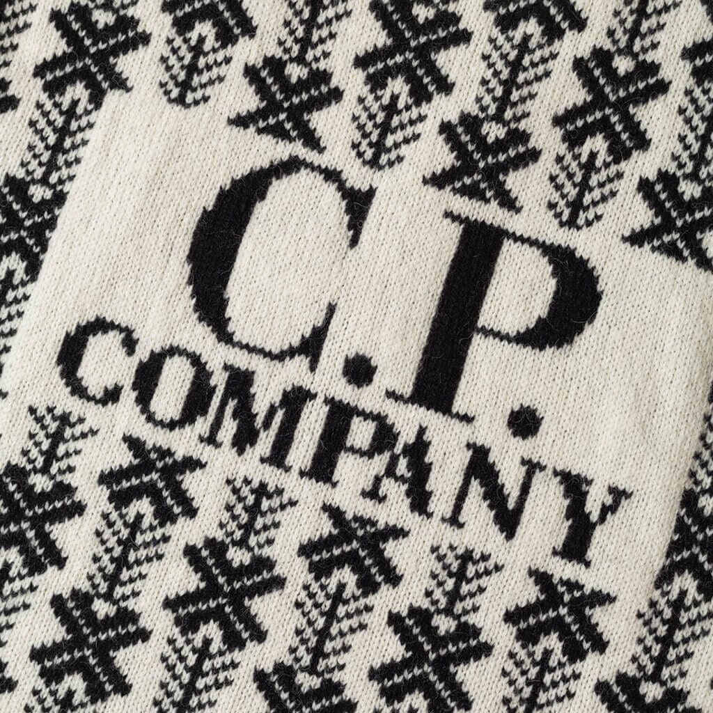 Wool Jaquard Logo Knit - White