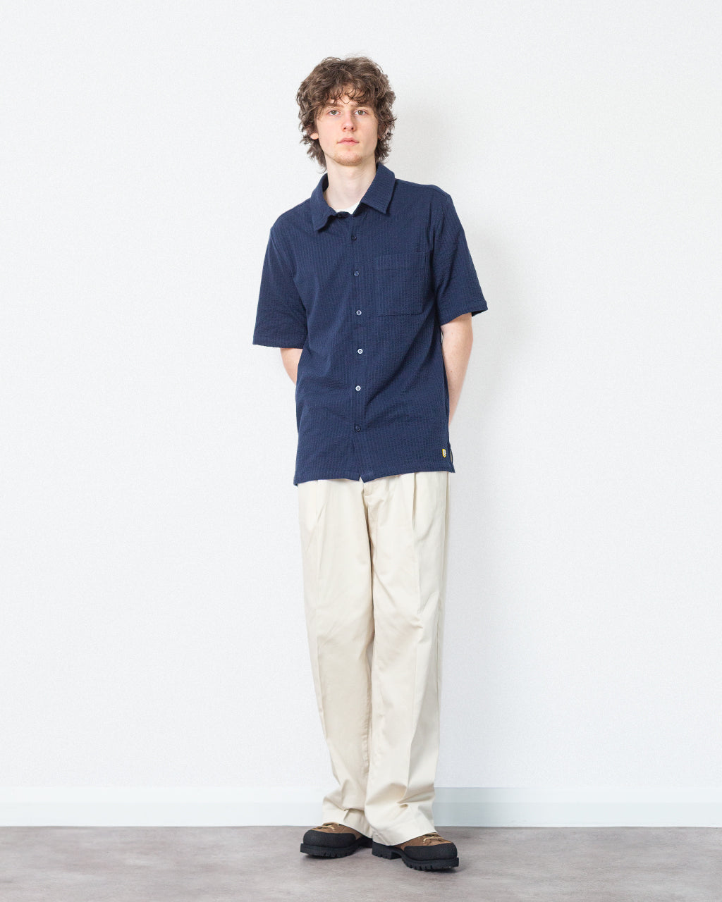 Seersucker Shirt - Marine Deep