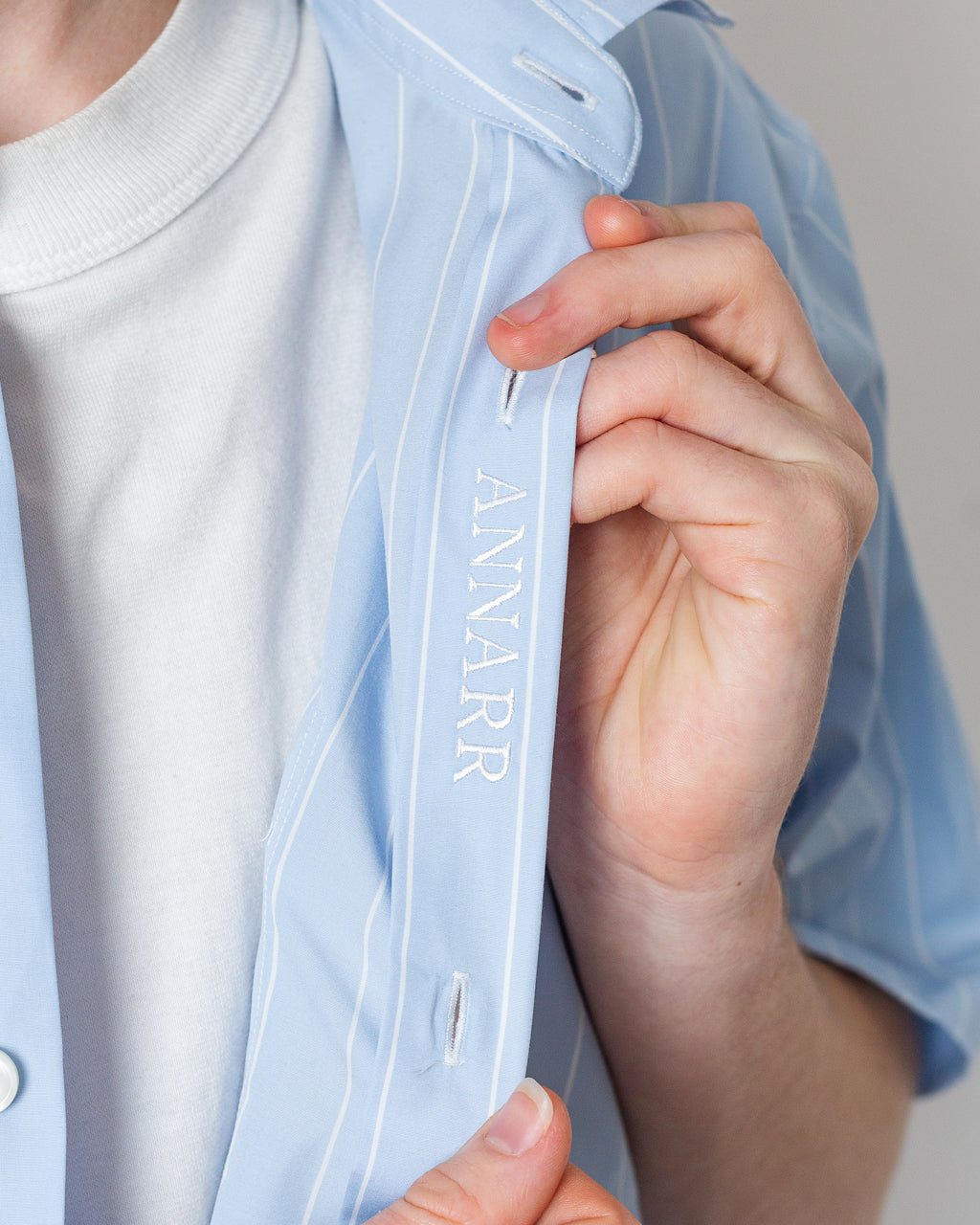 Anraslund Classic Stripe S/S Shirt - Cashmere Blue