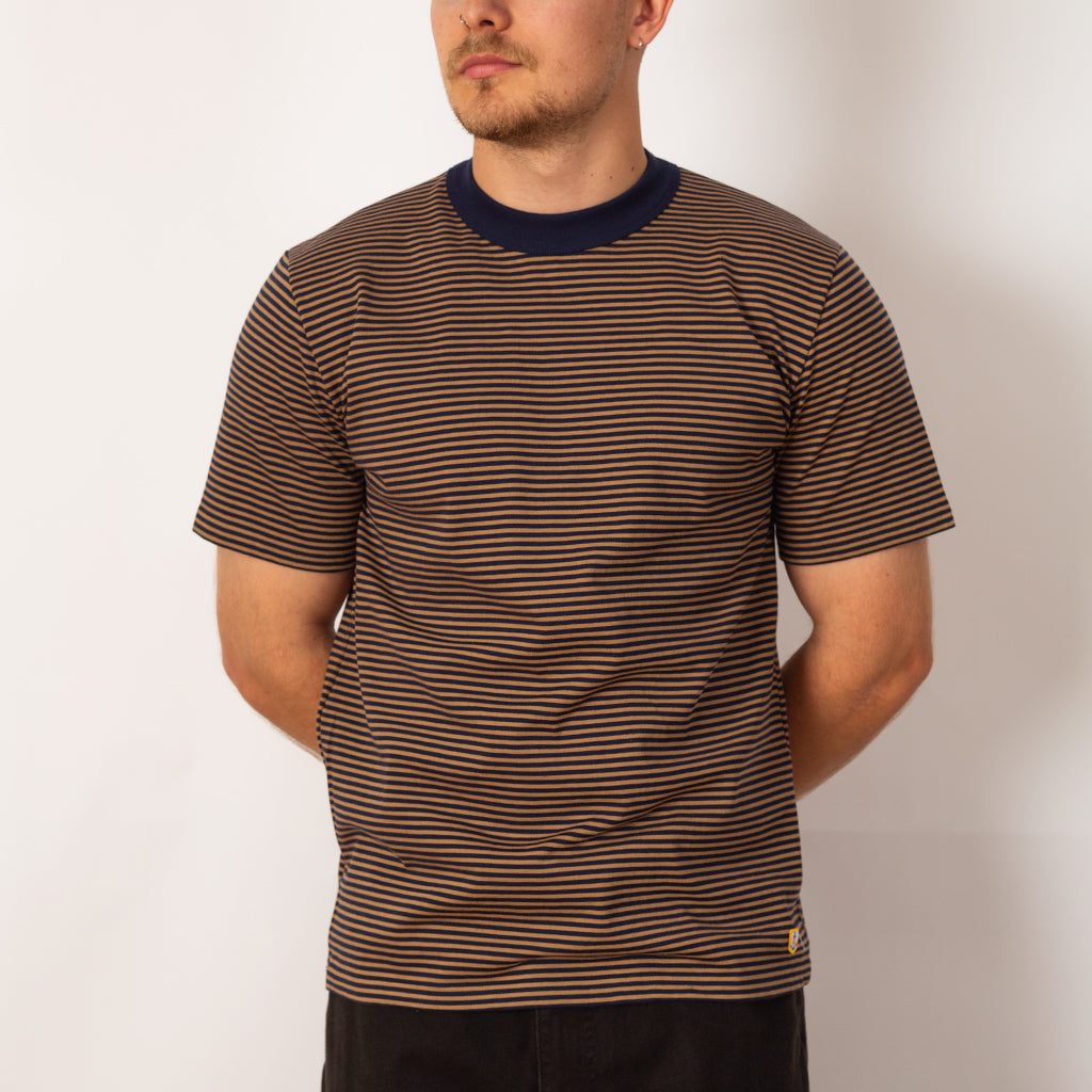 Heritage Stripe T-Shirt - Marine Deep / Camel