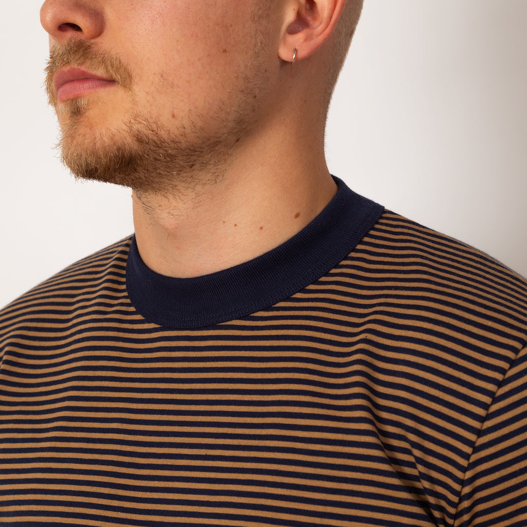 Heritage Stripe T-Shirt - Marine Deep / Camel