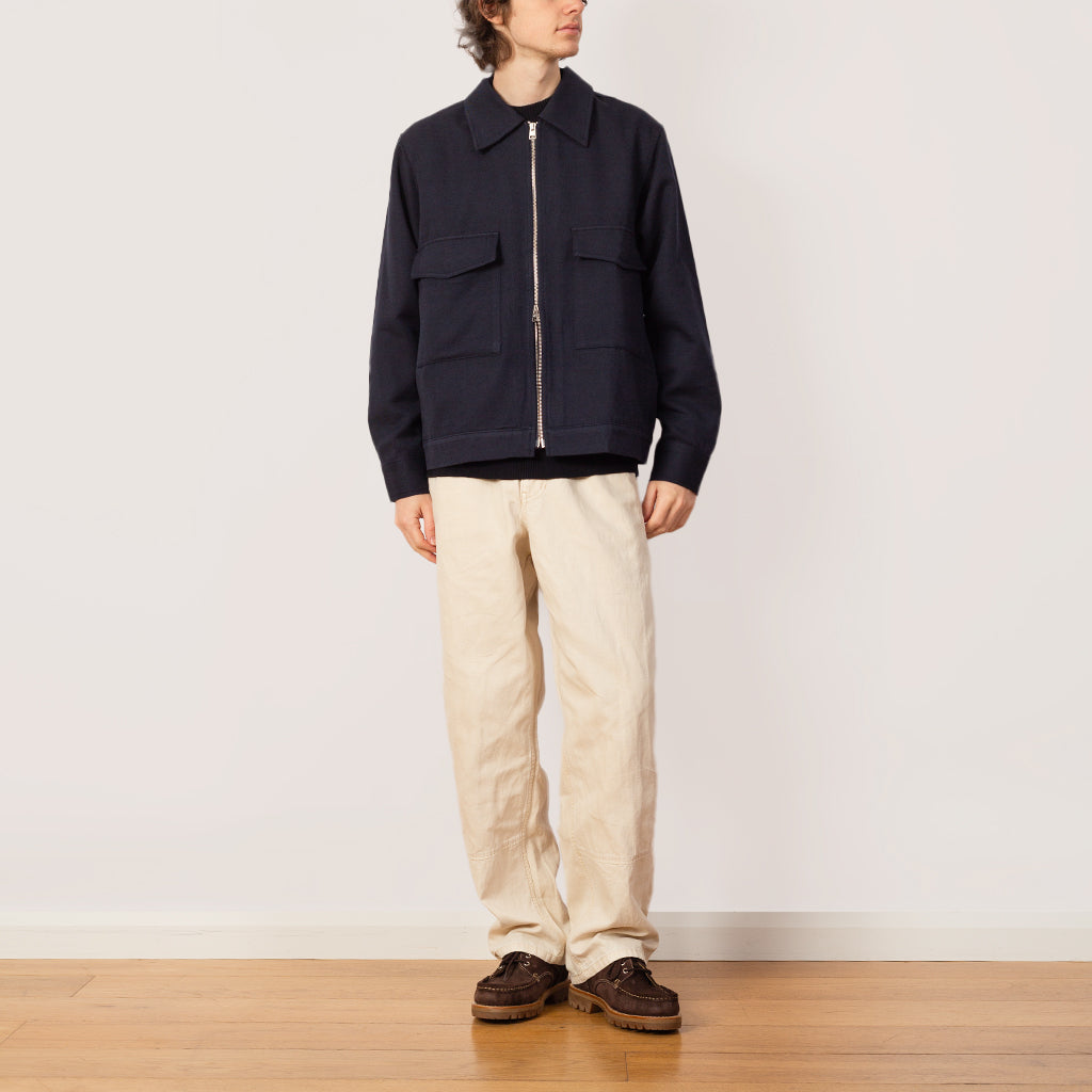Aksel Cavalry Cotton Jacket - Dark Navy (7004)
