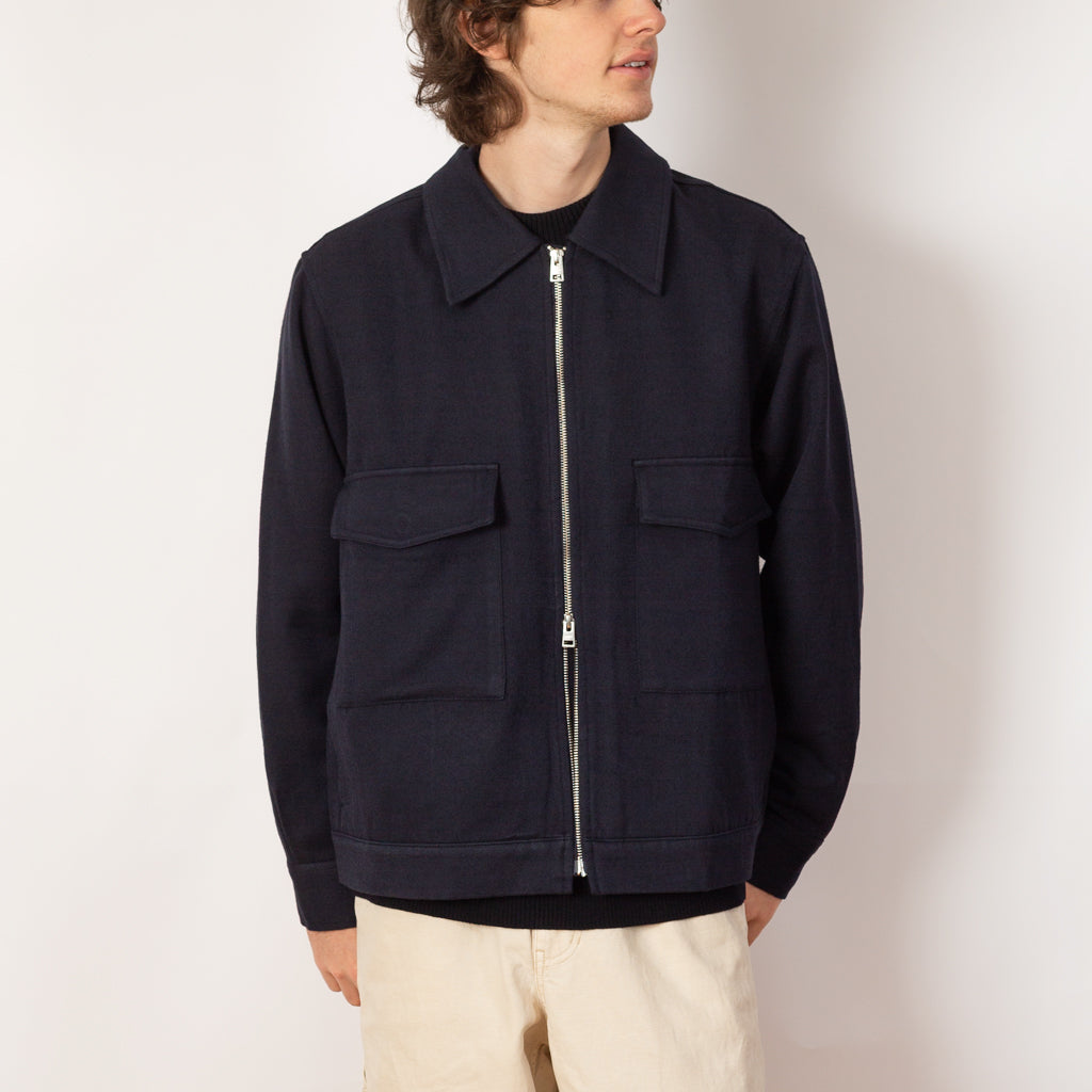 Aksel Cavalry Cotton Jacket - Dark Navy (7004)
