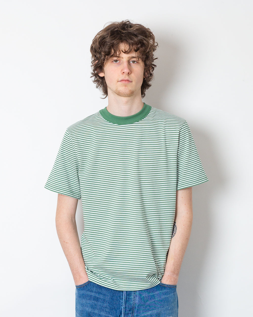 Heritage Stripe T-Shirt - Ivy/Blanc