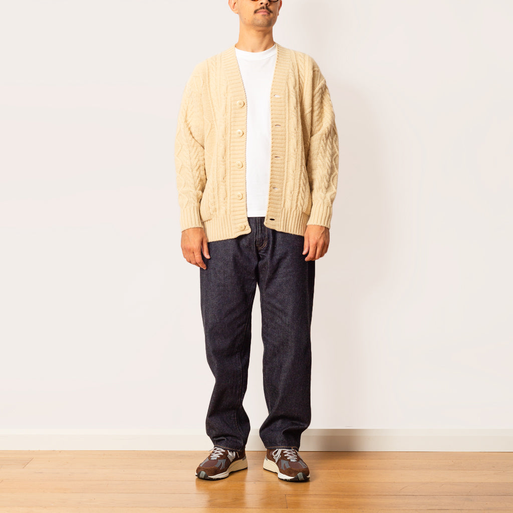 5G Wool Patch Cardigan - Ecru
