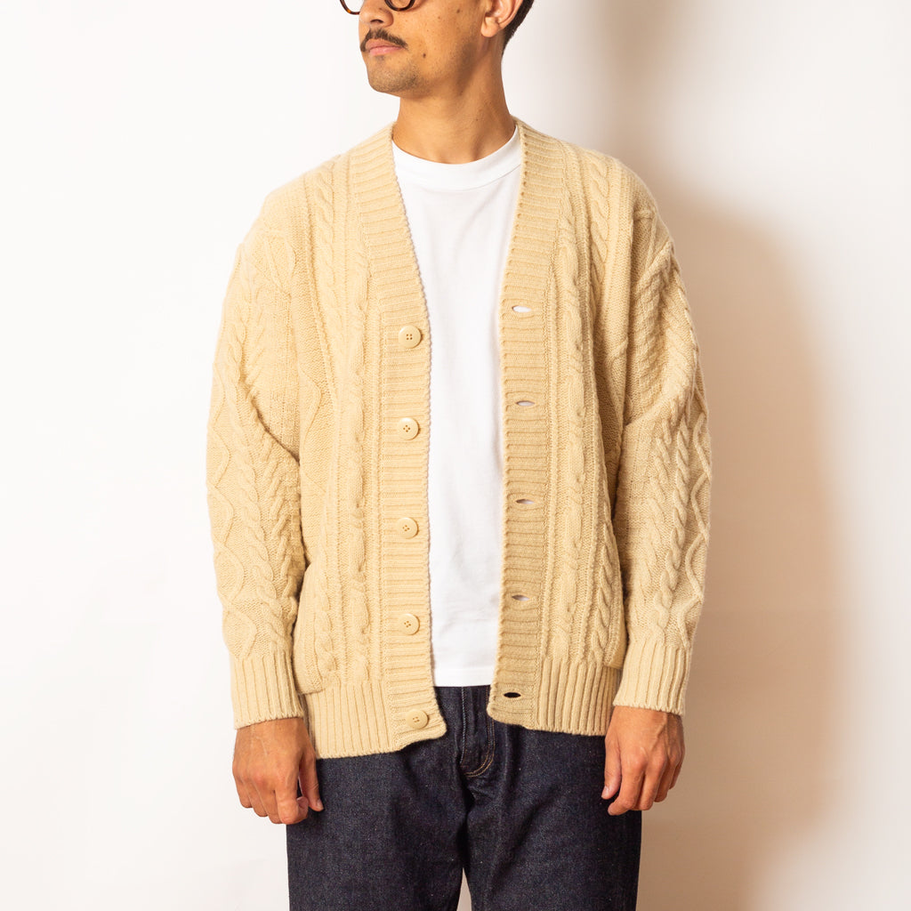 5G Wool Patch Cardigan - Ecru
