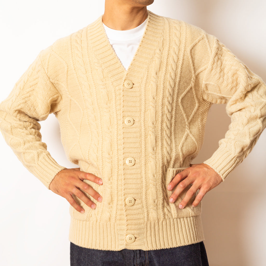 5G Wool Patch Cardigan - Ecru