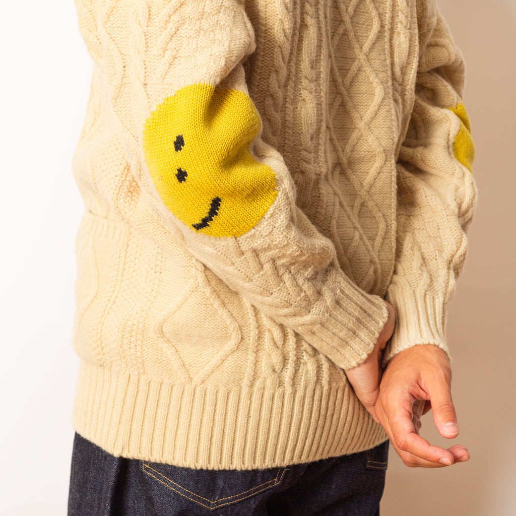 5G Wool Patch Cardigan - Ecru