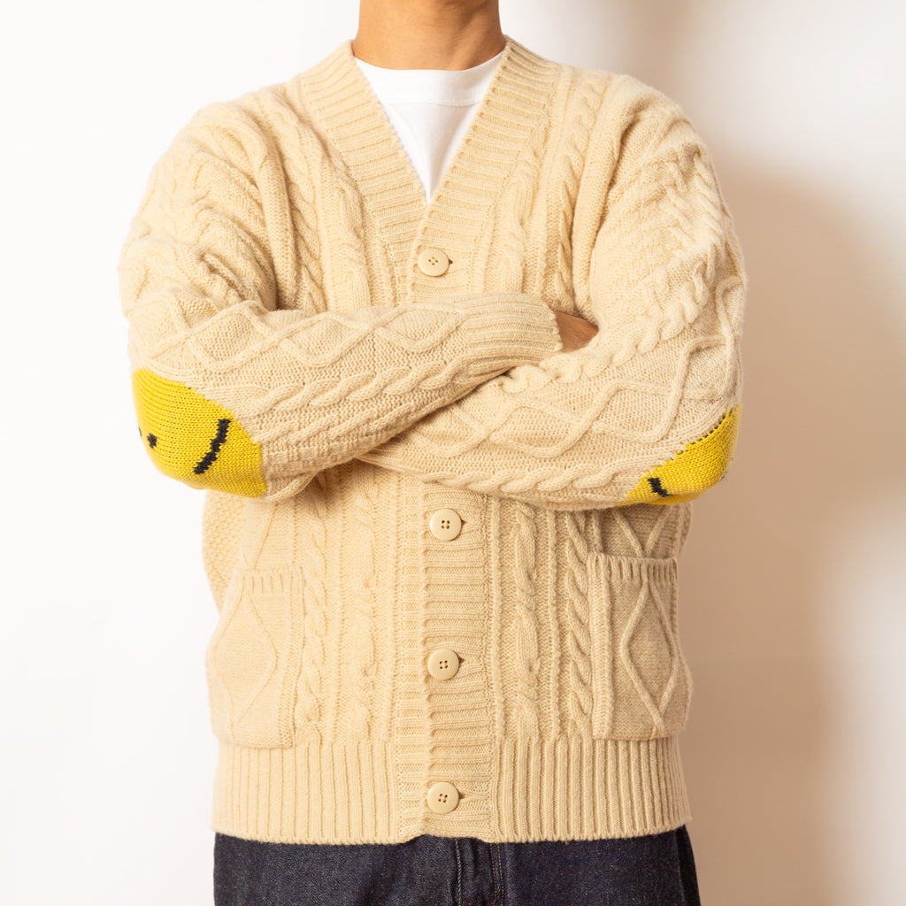5G Wool Patch Cardigan - Ecru